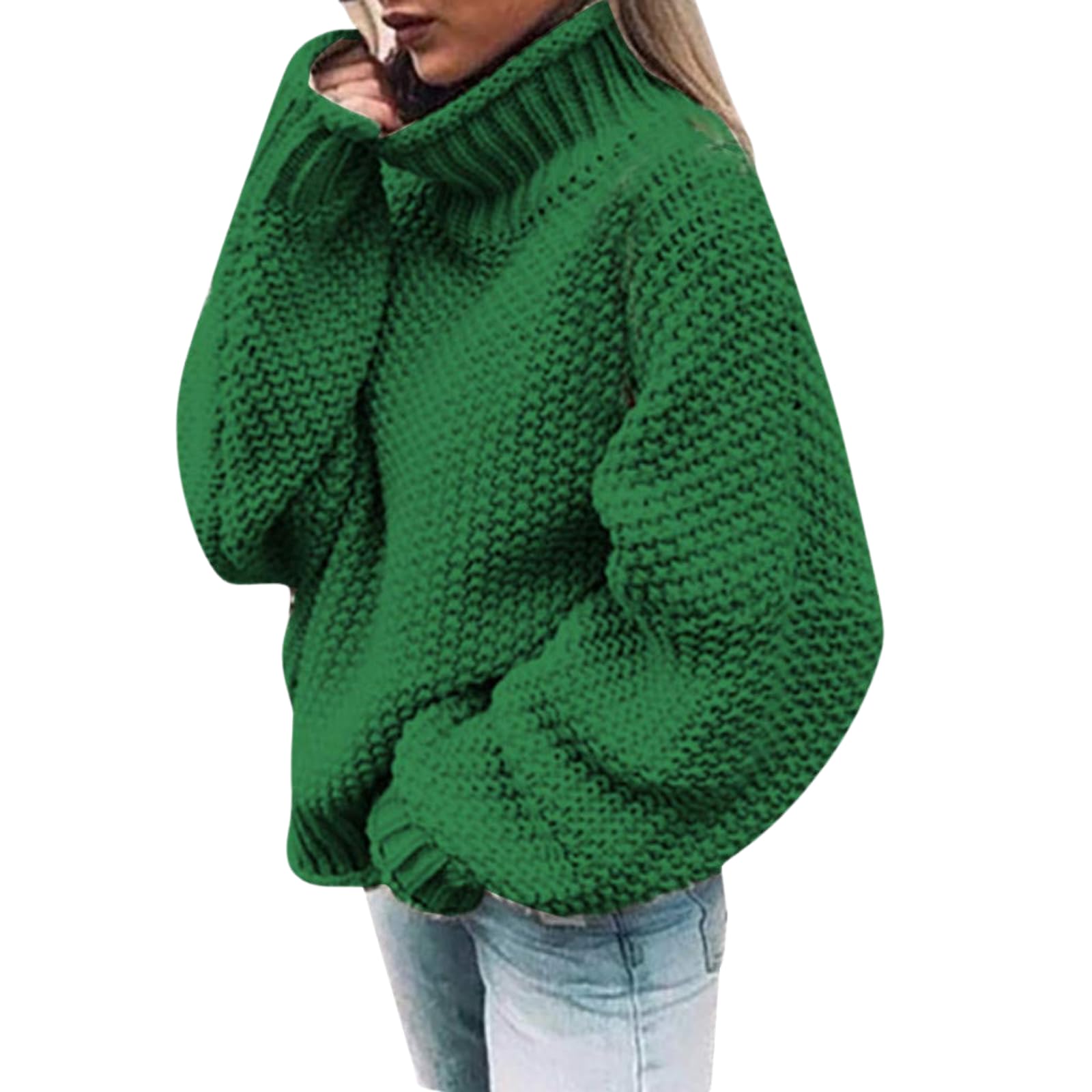 Casual Turtleneck Sweaters for Womens Fall Winter Chunky Long Sleeve Knit Oversized Pullover Sweaters