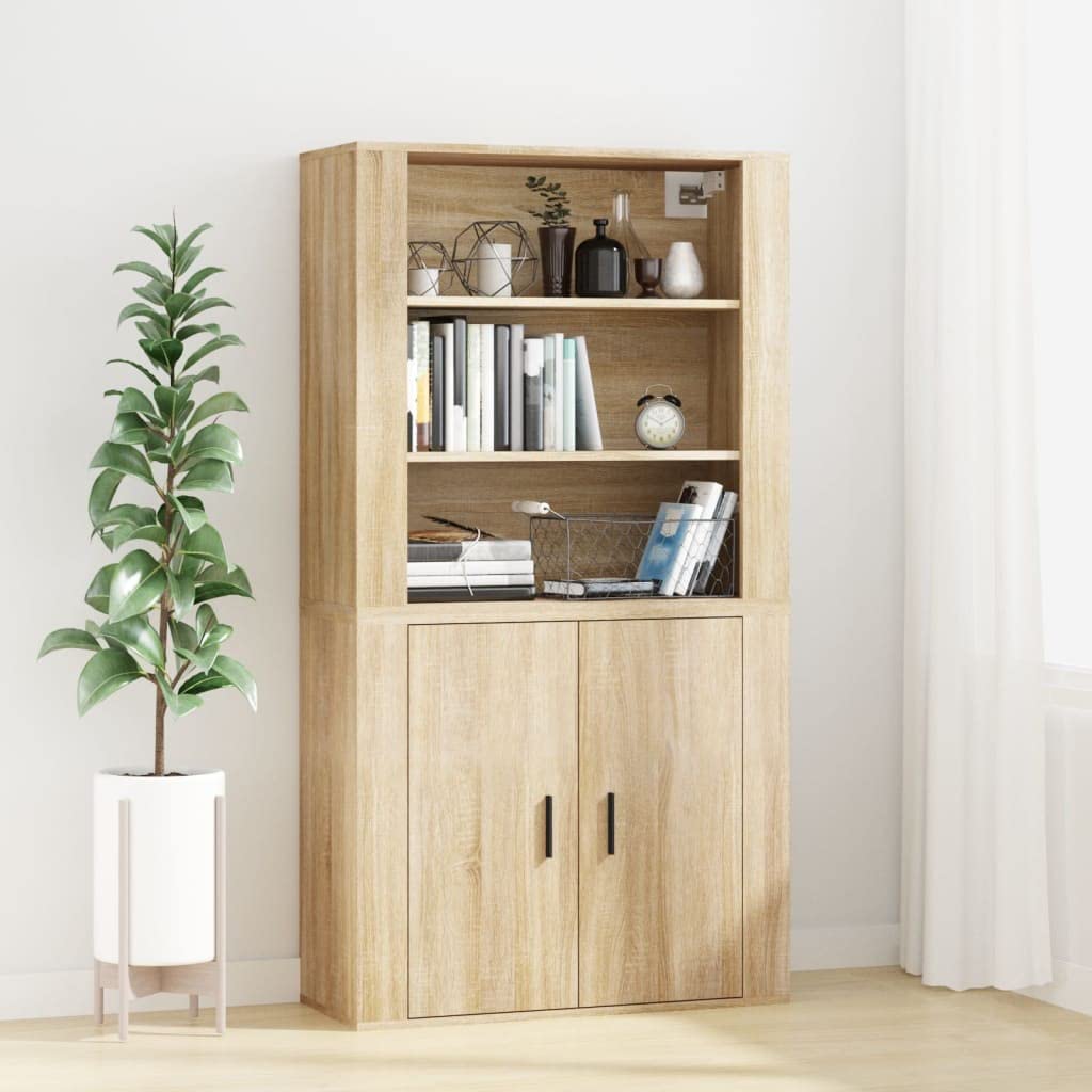 Armadio da parete in rovere Sonoma, 80 x 33 x 80 cm, con 3 scomparti, organizer per soggiorno, camera da letto, corridoio, cucina, versatile armadio multiuso con anta e ripiano
