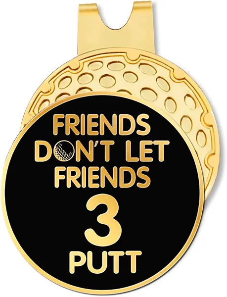 Hafhue Friends Don't Let Friends 3 Black Gold Golf Ball Marker with Magnetic Hat Clip, Funny Golf Accessories and Golf Gifts for Women Men Dad Grandpa, for Golfer Golf Lover