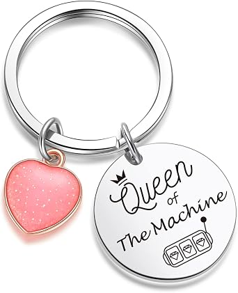 ZNOSVEI Gambling Lover Jewelry Lady Luck Keychain Slot Machine Inspired Gift, Slot Machine Gift for Gambler, Game Player Keychain, Gambling Jewelry Casino Accessory Keyring