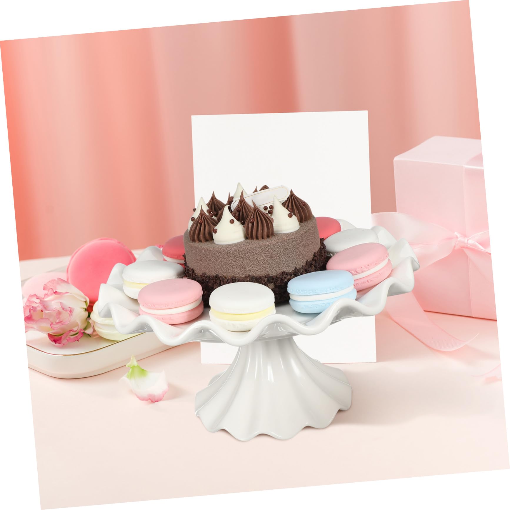 Angoily Présentoir à Gâteaux sur Pied Plateau de Présentation à Desserts Présentoirs à Pied pour Fêtes Assiette à Gâteau Céramique Support à Gâteaux
