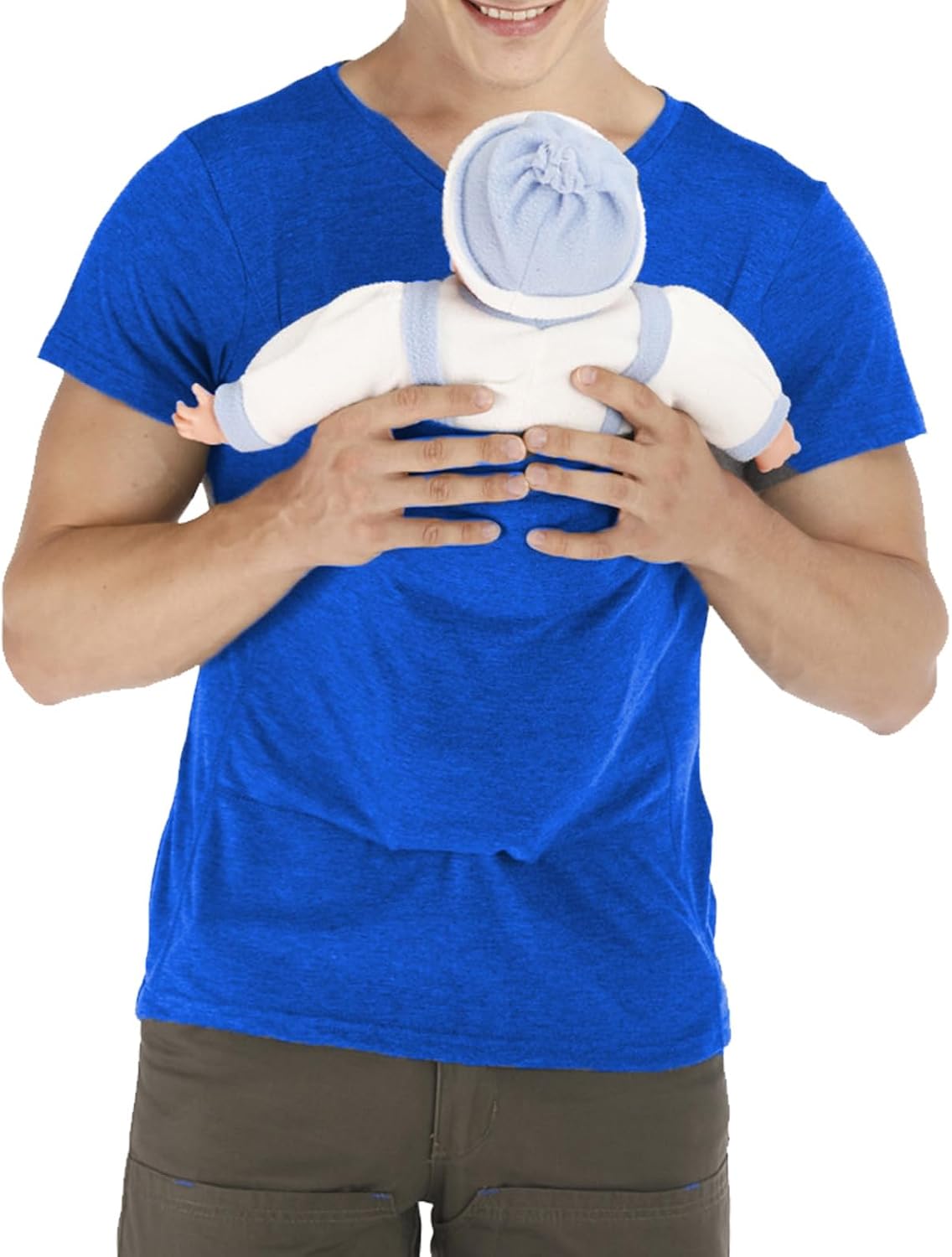 Kangaroo Shirt for Dad and Baby - Dad Baby Carrier Shirt Mens Baby Carrier Shirt V Neck Short Sleeve Kangaroo T Shirt - Image 2