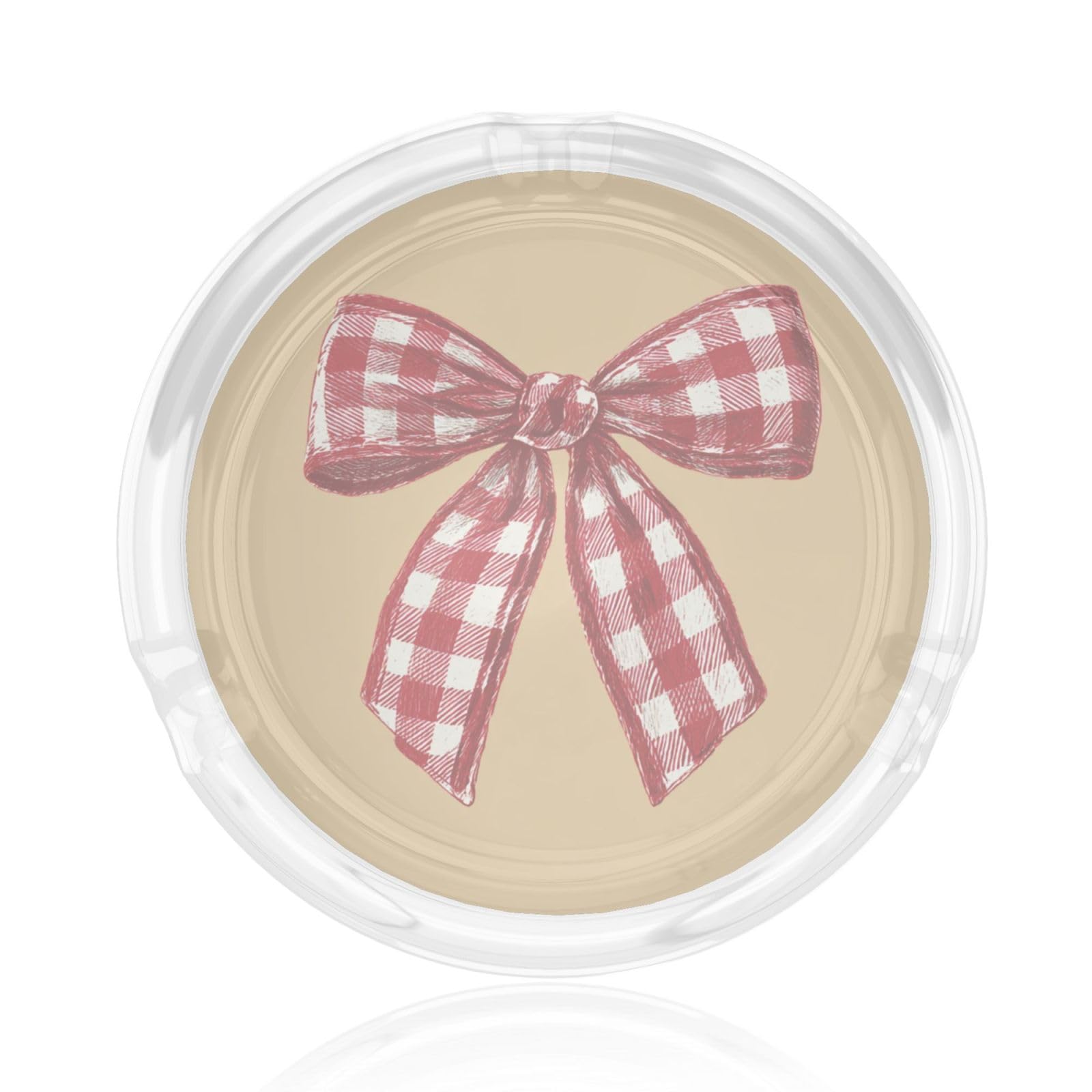 Red And White Checkered Ribbon Bow Glass Ashtray For Cigarettes Ash Trays Case For Home Office Decor