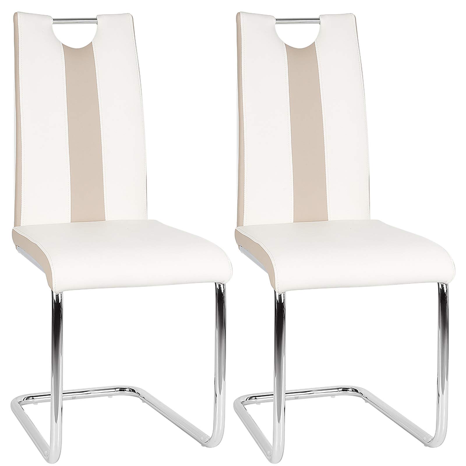 Chaise pivotante lot de 2 en similicuir blanc pour salle à manger salon et cuisine