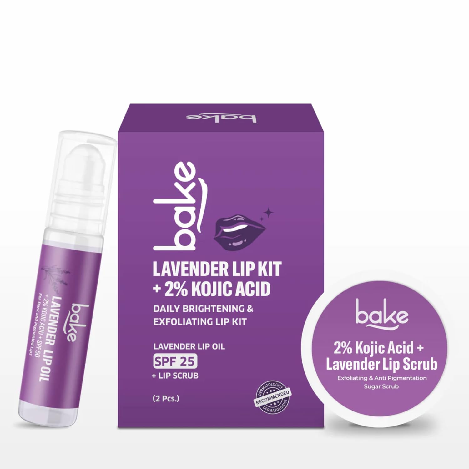 BAKE Lavender Lip Care Kit with 2% Kojic Acid, SPF 25 Lip Oil & Exfoliating Sugar Lip Scrub for Dark Lips, Pigmentation, Hydration & Soft Pink Lips- 40g-image-27