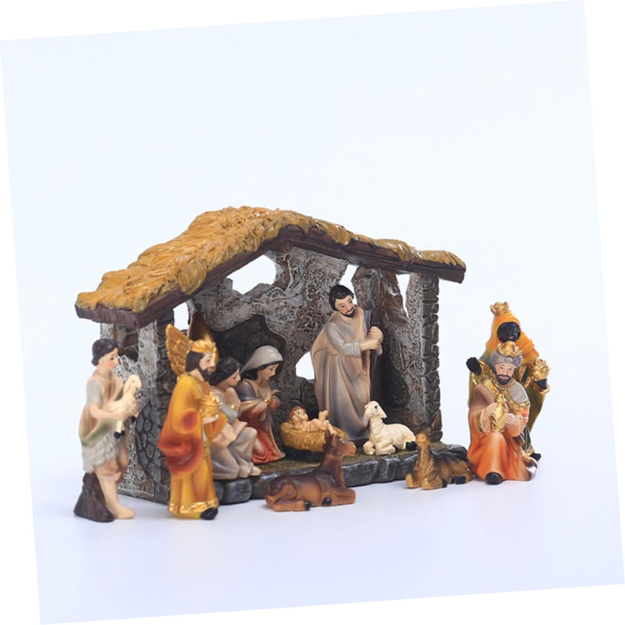 OUNONA 1ensemble Statue De Crèche De Noël Résine Décoratif pour Église Et Maison Ornement Religieux Élégant Et Unique pour Décorations De Fêtes