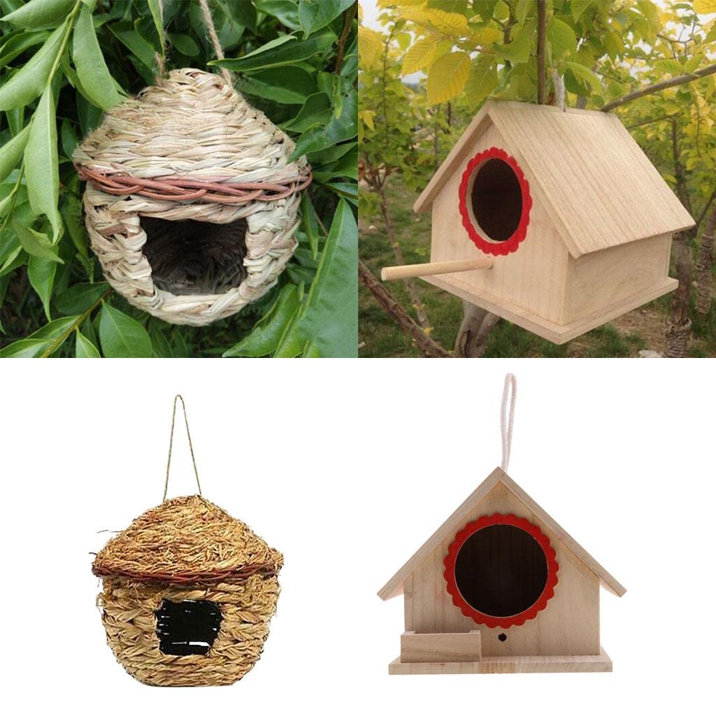 CALANDIS™ 2 Pieces Handwoven Straw Bird Nest House Breeding Grass Caves | Birdhouses | Bird & Wildlife Accessories | Yard, Garden & Outdoor Living-image-45