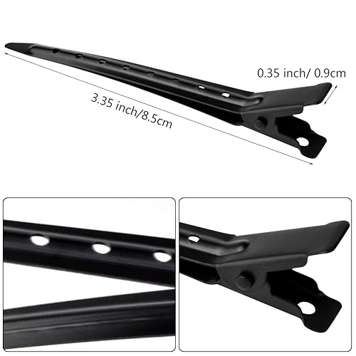 Miniatura 3 de 24 paquetes de pinzas de pato, Bantoye de 3.35 pulgadas de metal a prueba de herrumbre con agujeros para peinar el cabello, coloración del cabello,