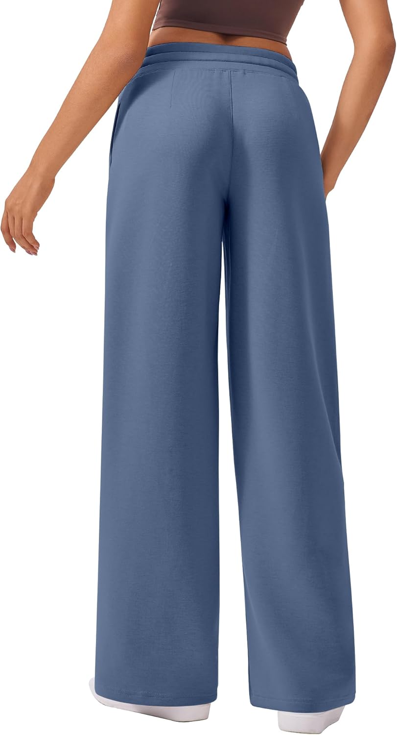 PINSPARK Wide Leg Sweatpants Women High Waisted Baggy Sweat Pants Elastic Elevated Seams Loose Active Pants with Pockets - Image 2