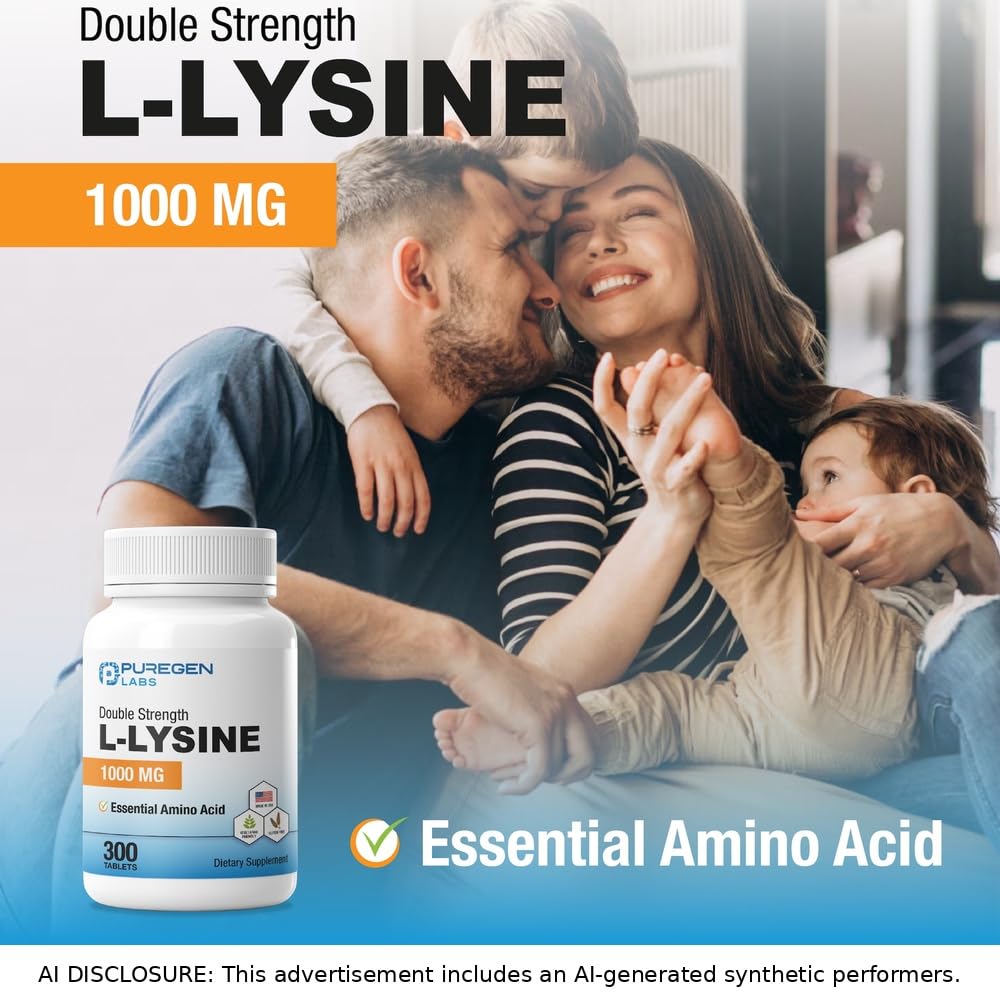 Puregen Labs L-Lysine Extra Strength 1000 mg per Tablet, 300 Servings — Amazon image 4
