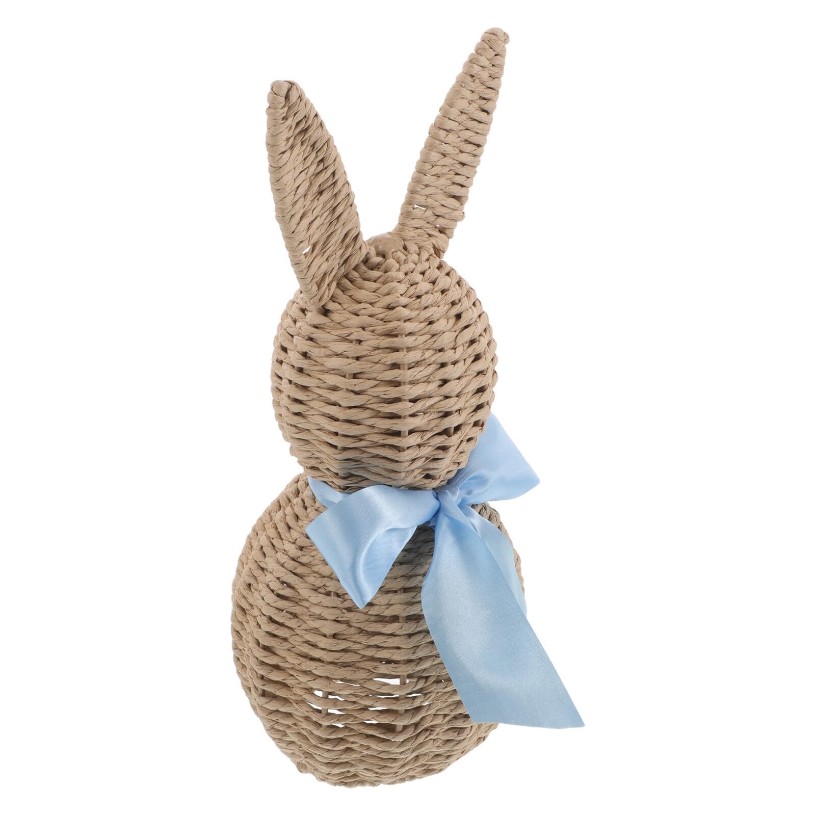 Gatuida Statua di Coniglio Pasquale Intrecciato a Mano in Rattan Artificiale Blu, Decorazione Primaverile Leggera e Resistente, Centrotavola Rustico per Feste di Pasqua e Arredo Casa