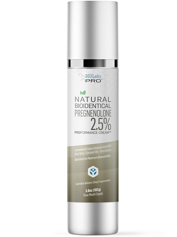 Creme de pregnenolona BIOLABS PRO 2,5% com pregnenolona bioidêntica natural, 100 mL