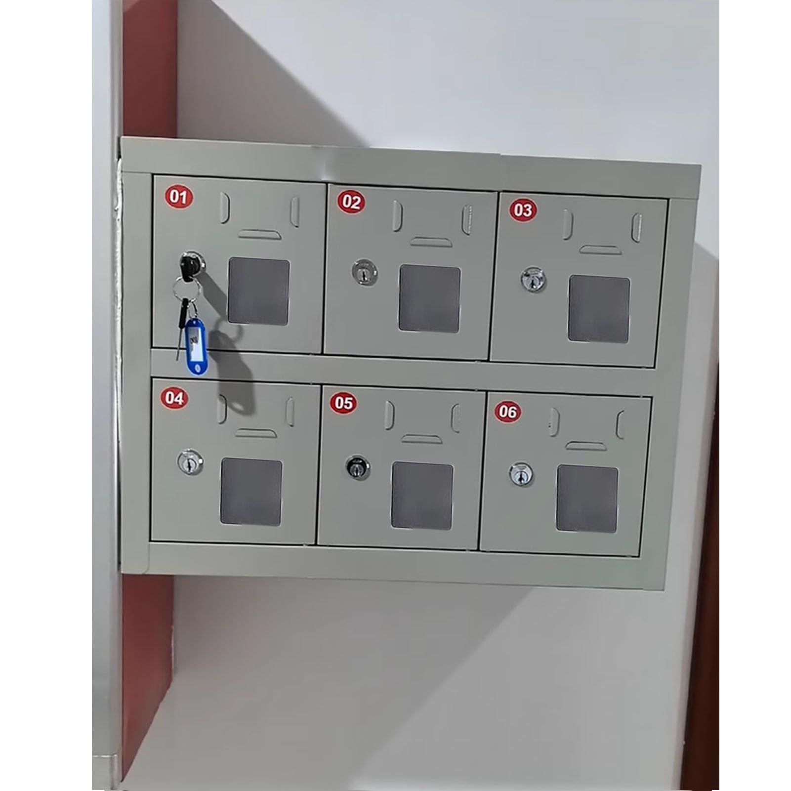 Armario de pared para teléfono celular con ventana de visualización transparente caja de almacenamiento segura para el hogar aula escuela y oficina