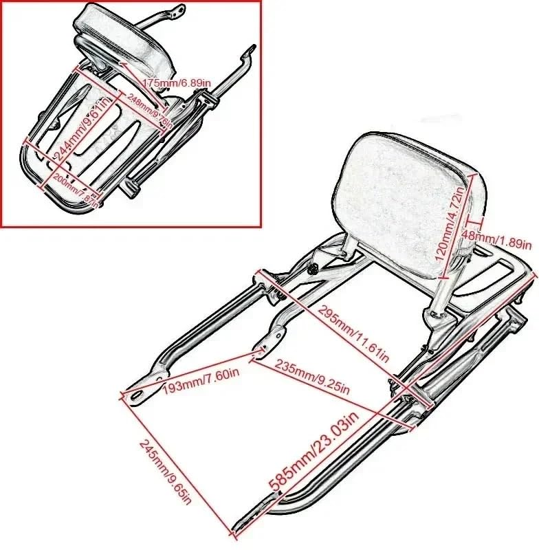 Barra sissy trasera Rebel CM500 con respaldo desmontable cómodo para moto 4