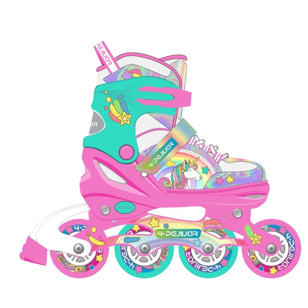 Unicorn Inline Skates for Girls Children's Sizes Adjustable with All Luminous Wheels Rainbow Inline Skates for Beginning Teenagers