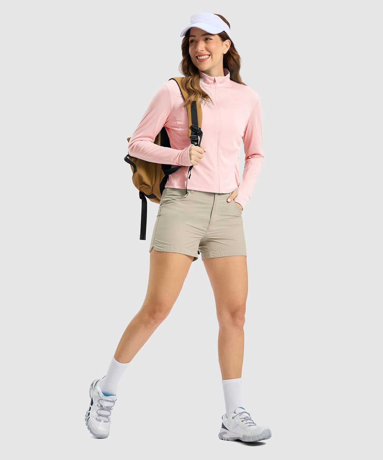 Soothfeel Women's UPF 50+ Sun Protection Athletic Jacket Lightweight Crop Zip Up Long Sleeve SPF Shirts Hiking Workout Pocket - Image 2