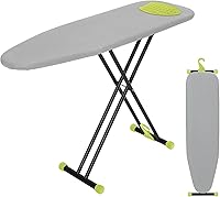 Vista 8 de Tabla de planchar de 48 x 15 pulgadas, tabla de planchar ancha y resistente de tamaño completo, mesa de planchado resistente con colgador