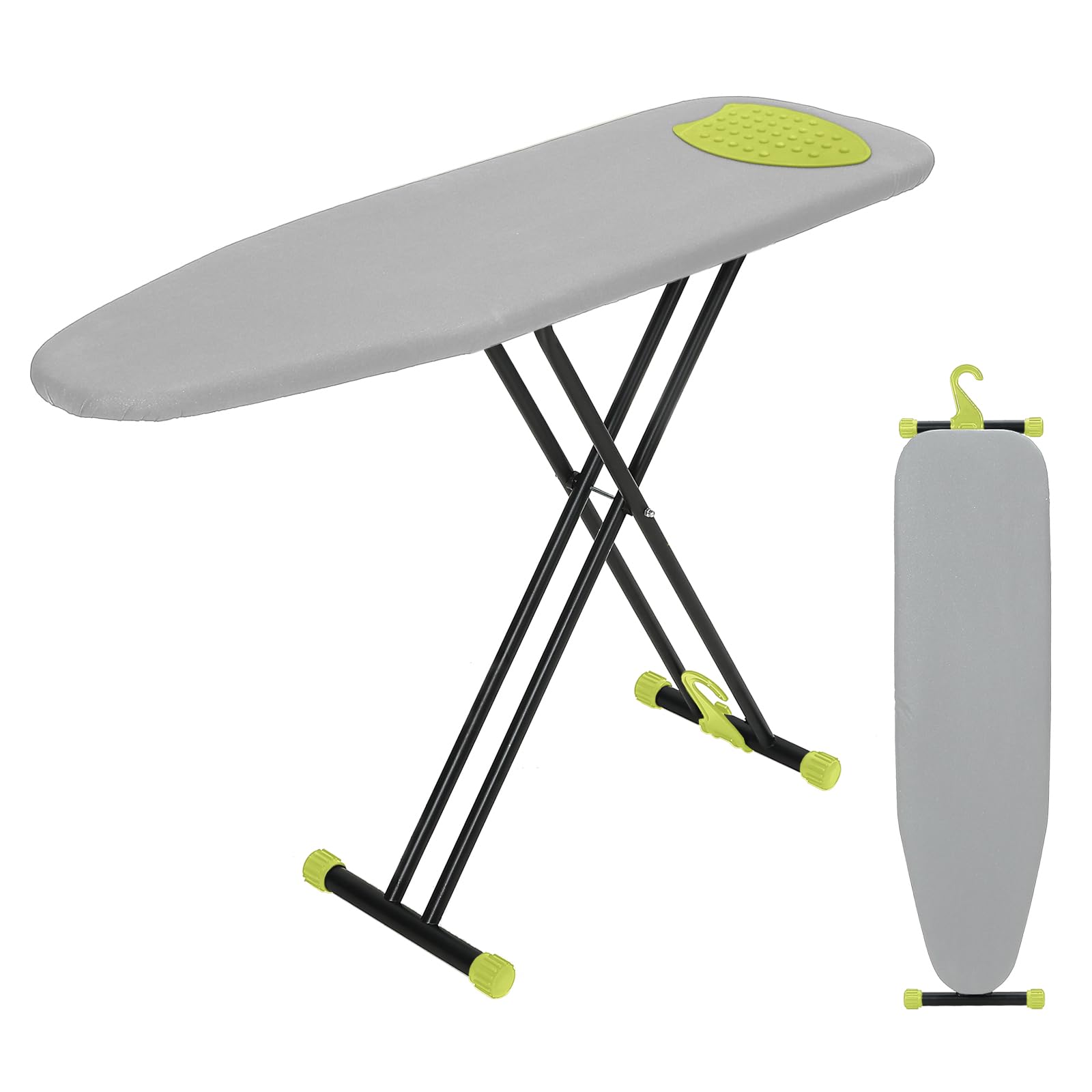Photo 1 of Ironing Board Full Size 54x14, RAINHOL Height Adjustable Iron Board with Thick Padded Cover and Smart Hanger, Heavy Duty Foldable Ironing Table with Silicone Pad Iron Rest, Gray