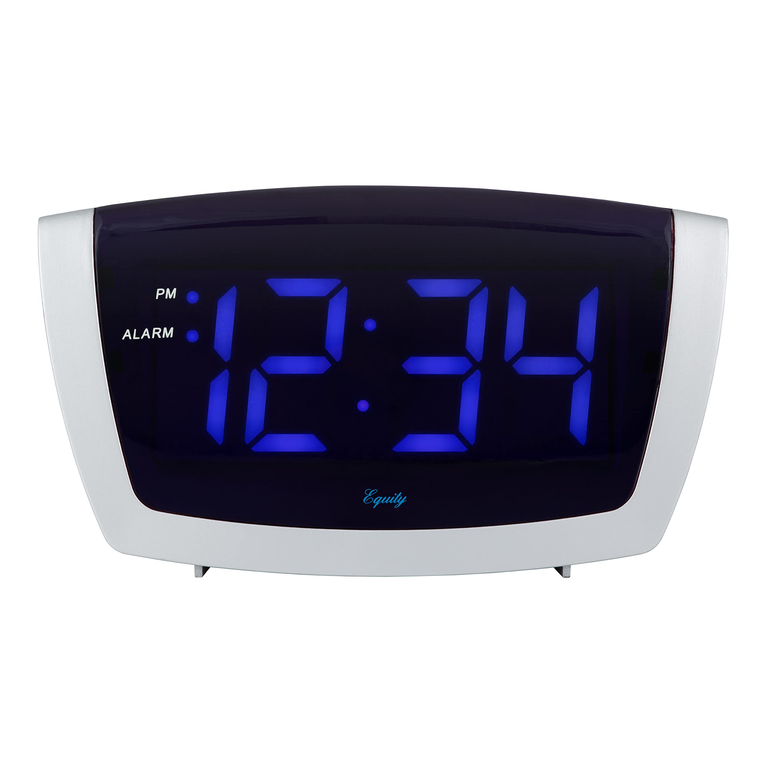 Equity 75904 LED Blue Digit Alarm Clock with USB Charging Port, Black