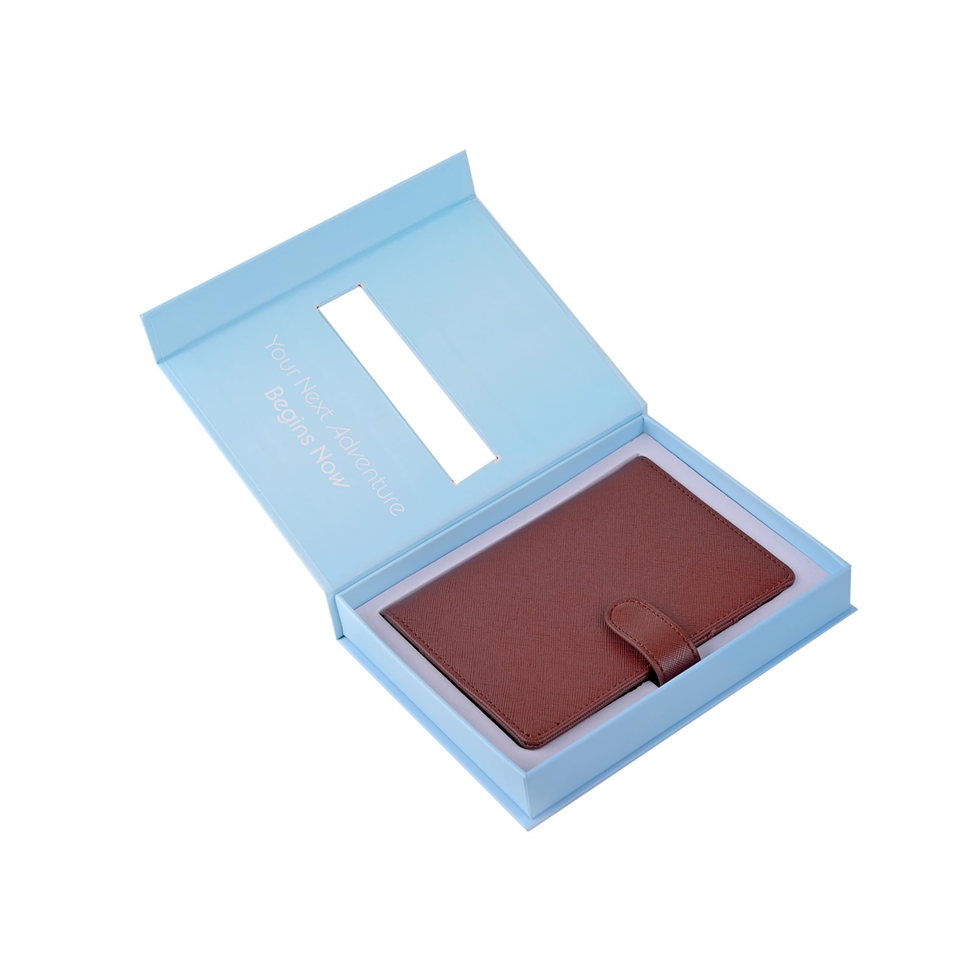 The Passport Wallet – Premium-Reisepasshülle und Schutzhülle mit sicherem Magnetband, mehreren Kartenfächern und verdecktem AirTag-Schlitz, ideal für internationale Reisende – Braun