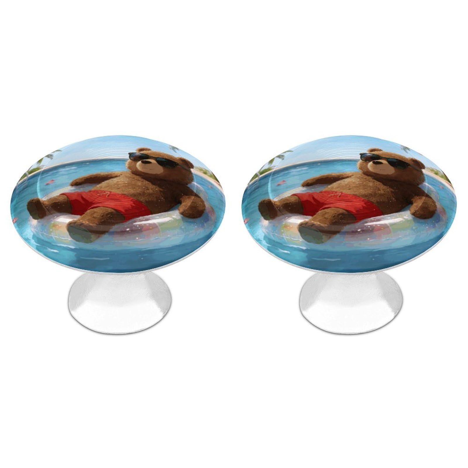 FekiLoot Little Bear's Swimming Pool Cabinet Knob Kitchen Drawer Knob Stainless Steel Round Drawer Pulls Modern Cabinet Hardware Vintage Dresser Drawer for Kitchen Bathroom Closet Dresser Cabinets