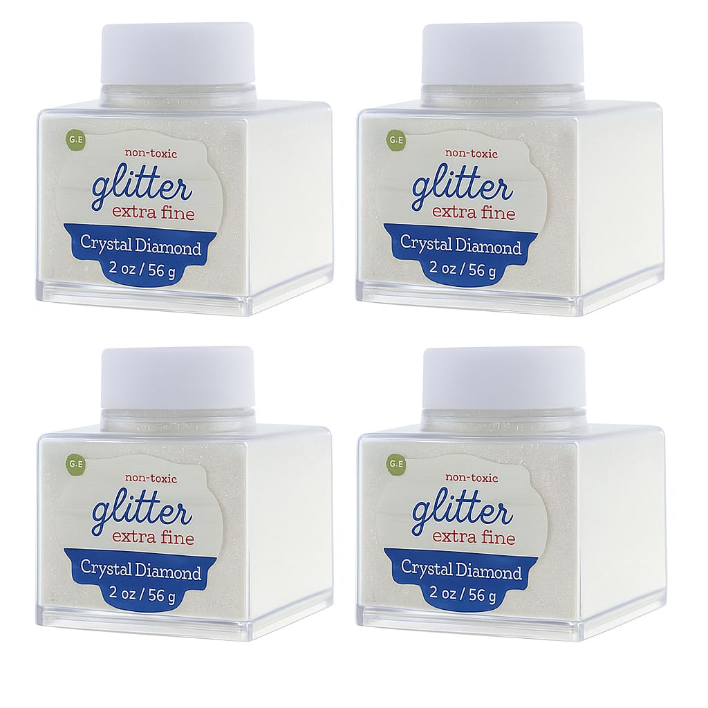 Sulyn Extra Fine Crystal Diamond Glitter Stacker Jar, 2 Ounces, Non-Toxic, Stackable and Reusable Jar, Multiple Slot Openings for Easy Dispensing and Mess Reduction, SUL50860,1 Pack , White