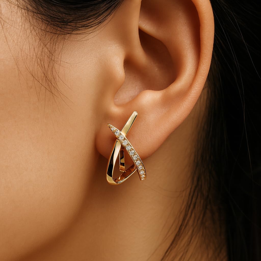 Trendy Clip on Earrings for Women, 14K Gold Plated Statement Earrings for Women Dainty Earrings Hypoallergenic Simple Minimalist Non Pierced Earring - Image 4