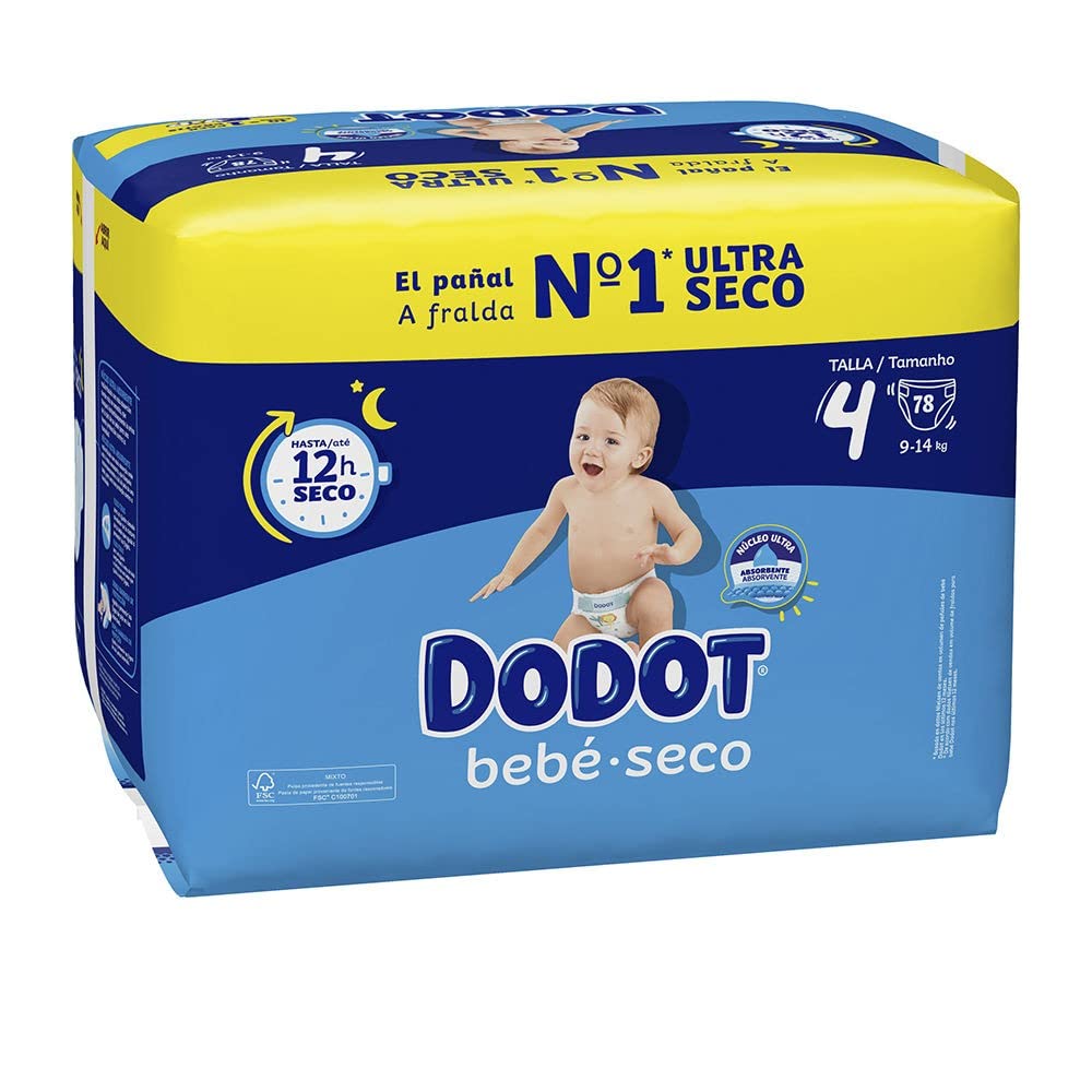 Dodot Niemowlę-Suszone Pieluchy Rozmiar 4, Pieluchy, 9kg-14kg, Dodot Suszone Dziecko Gwarantuje Do 12 Godzin Suchy