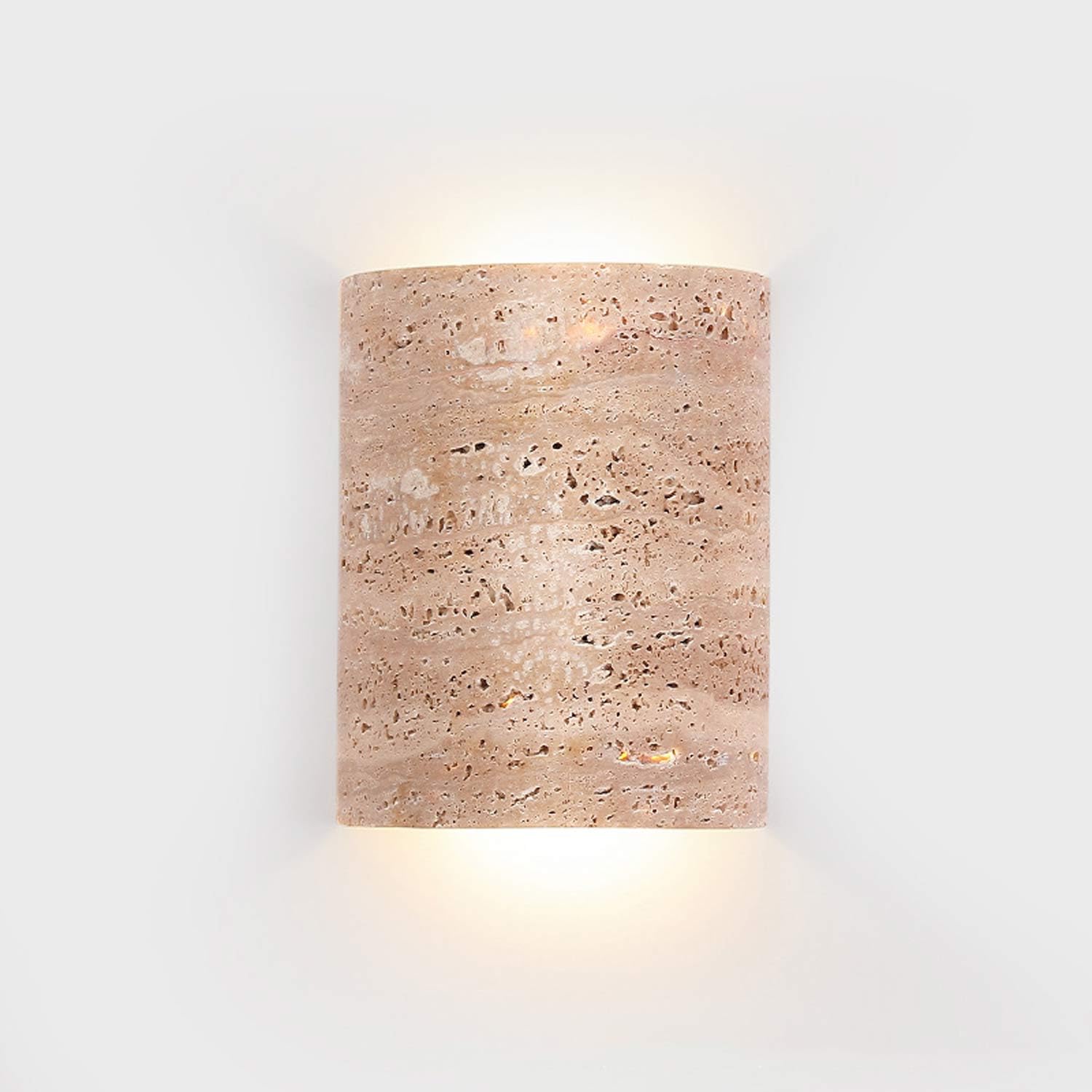 USMJQVZ Yellow Travertine Wall Sconce 6.7" Natural Retro Stone Sconces Japanese Style Wabi Sabi Up And Down Wall Light Fixture For Bedside Bedroom Living Room Kitchen Island