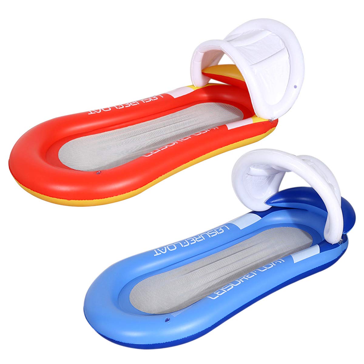 Yumcute Hamaca De Agua Inflable – Cama Flotante Con Toldo, Reposacabezas Y Red, 160x83 Cm, Ideal Para Playa Y Piscina