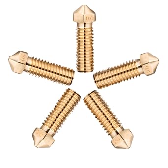 Volcano Nozzle 0.4mm,Vyper Brass Nozzle 0.4mm High Flow for Kobra Max/Kobra Plus/Vyper/Genius Pro/Sidewinder X1 X2/ FLSUN SR 3D Printer Nozzle for V5,V6 Volcano Hotend.5Pcs