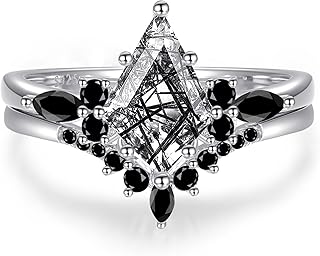 Natural Gemstone Rings Sterling Silver Engagement Rings for Women Kite Cut Lapis Lazuli Wedding