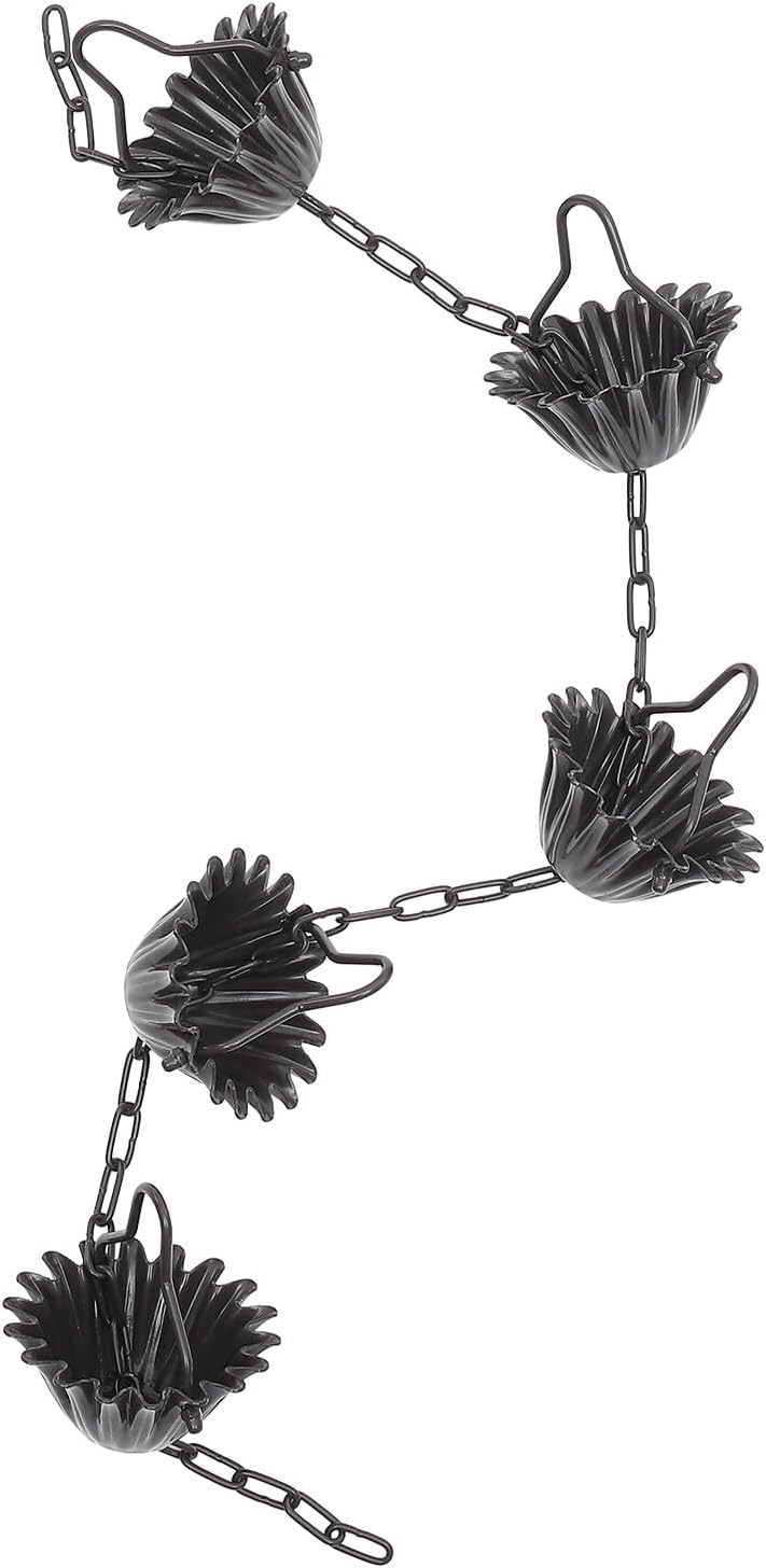 Aluminum Alloy Decorative Rain Chain for Garden and Courtyard Gutter Metal Petal-Shaped Rain Cups for Outdoor Downspouts Japanese Style Patio Water Diverter