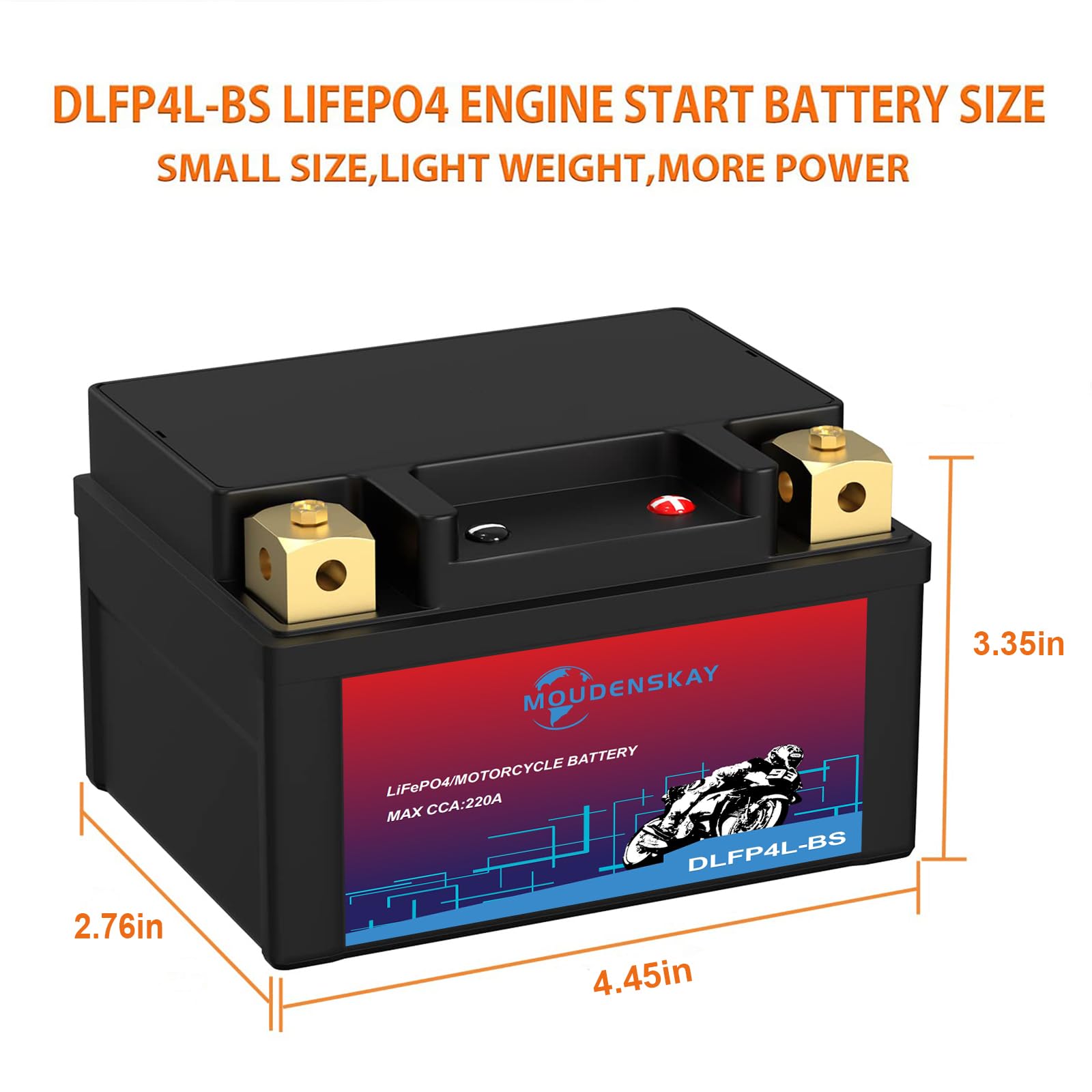 Akumulator litowy do motocykla, 12 V, akumulator litowy z BMS, YTX4L-BS 2,5 Ah, 200CCA LiFePO4, akumulator rozruchowy do motocykli, ATV, UTV, skuterów, skuterów śnieżnych i wielu innych