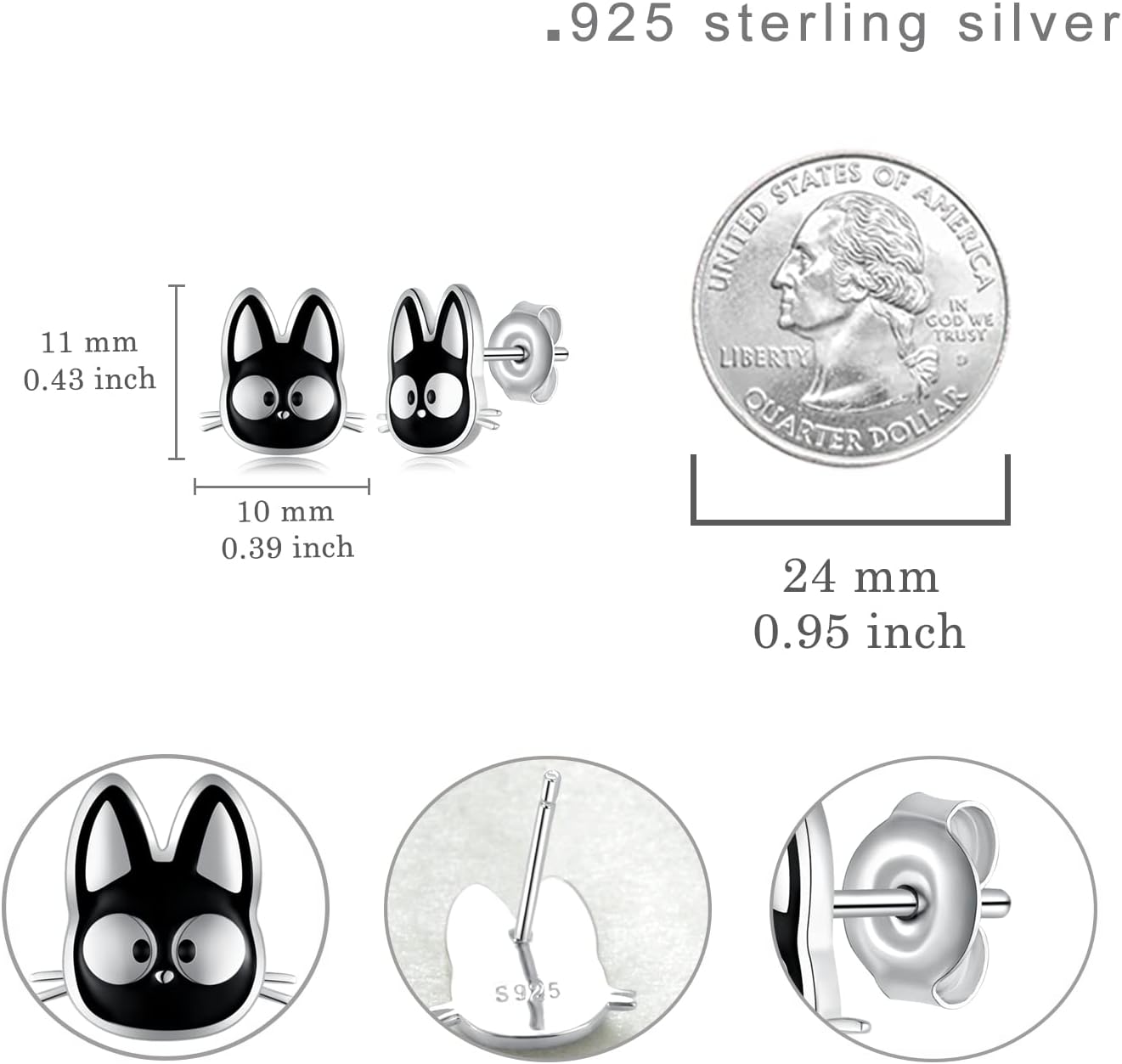 Elephant/Axolotl/Black Cat/Cow/Koala/Lion/Hedgehog/Mermaid/Panda/Fox/Butterfly Earrings for Women 925 Sterling Silver Animal Earrings Cute Animal Jewelry for Women - Image 4