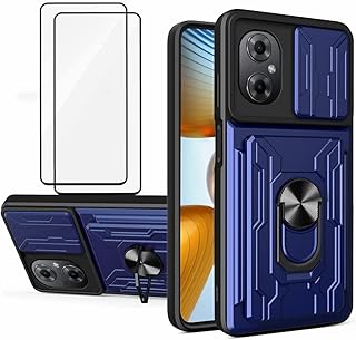 Capa para Xiaomi Poco M4 5G com cobertura para câmera e suporte para suporte de câmera Militar Grau de proteção à prova de choque com suporte magnético para carro para Xiaomi Poco M4 5G (azul)
