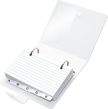 Olivo 3x5 Lined Index Cards with Ring Binder Holder and Dividers, White