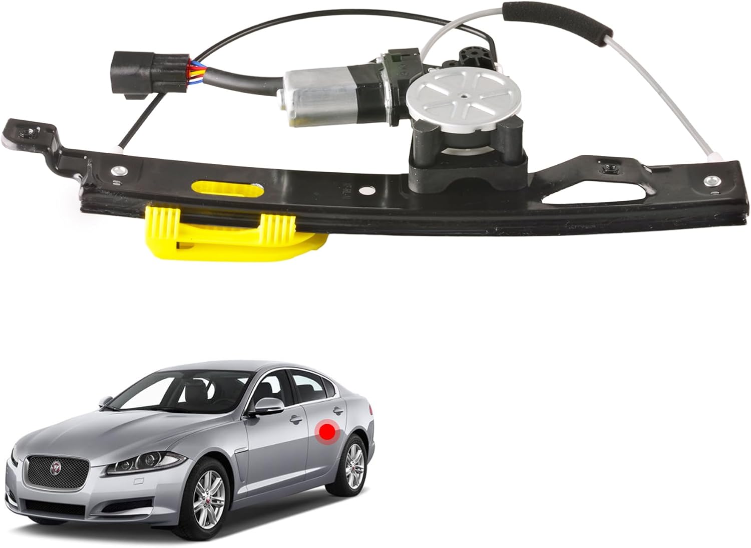 Rear Right Passenger Side Power Window Regulator with Motor Assembly Compatible for 2009-2015 Jaguar XF, 2010-2015 XFR, 2013-2015 XFR-S, Replacement C2Z26991