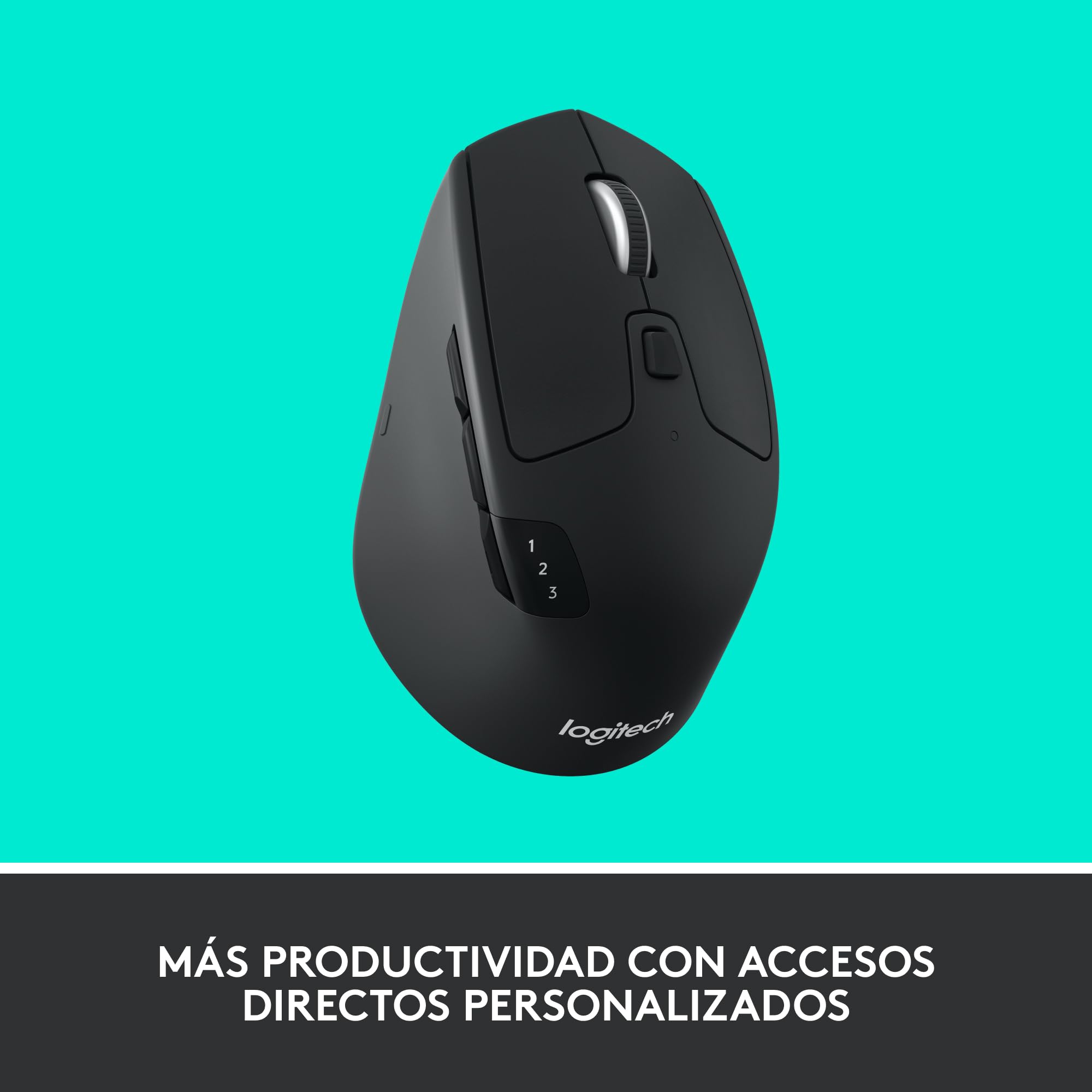 Logitech M720 Triathlon Ratón Inalámbrico, Multi-Dispositivo, 2,4 GHz o Bluetooth Receptor Unifying, 1000 dpi, 8 Botones, Batería 24 Meses, Portátil/PC/Mac/iPad OS - Negro