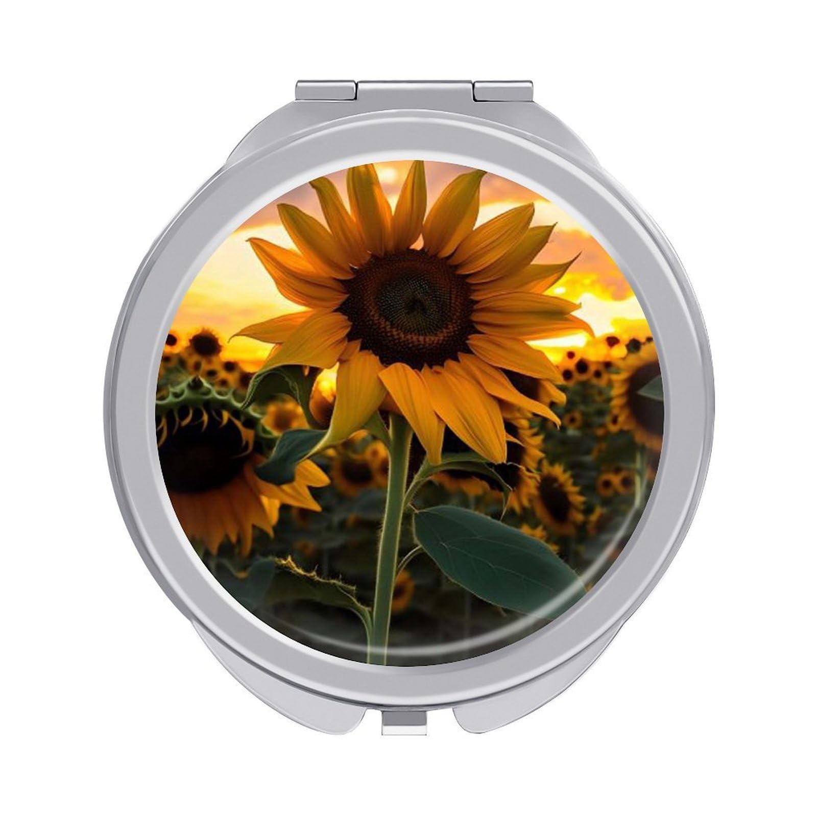 VstaDank Farm Sunflower Travel Makeup Mirrors Exquisite Double-Sided 2X/1X Magnifying Folding Pocket Mirror Portable Round Handheld Mirror Mini Compact Mirrors for Outdoor Home