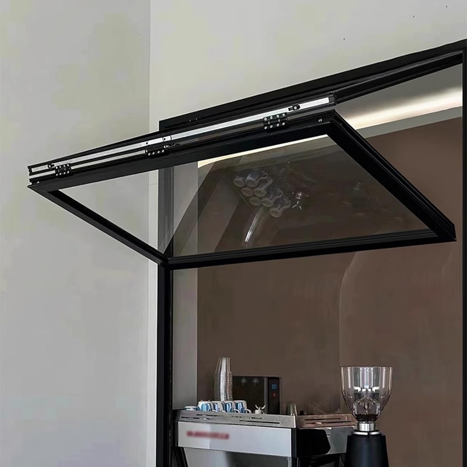 Concession Window Aluminum Alloy Food Truck Service with Horizontal Sliding Screen Windows,Aluminum Alloy Concession Serving Window with 5mm Tempered Glass Outward Opening Folding Double Hun