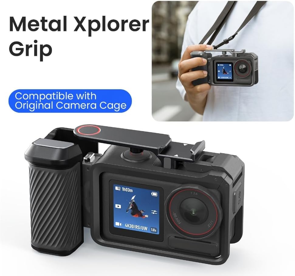 Action Camera Grip Handle with Hand Neck Straps for Action 5Pro/4/3 Models