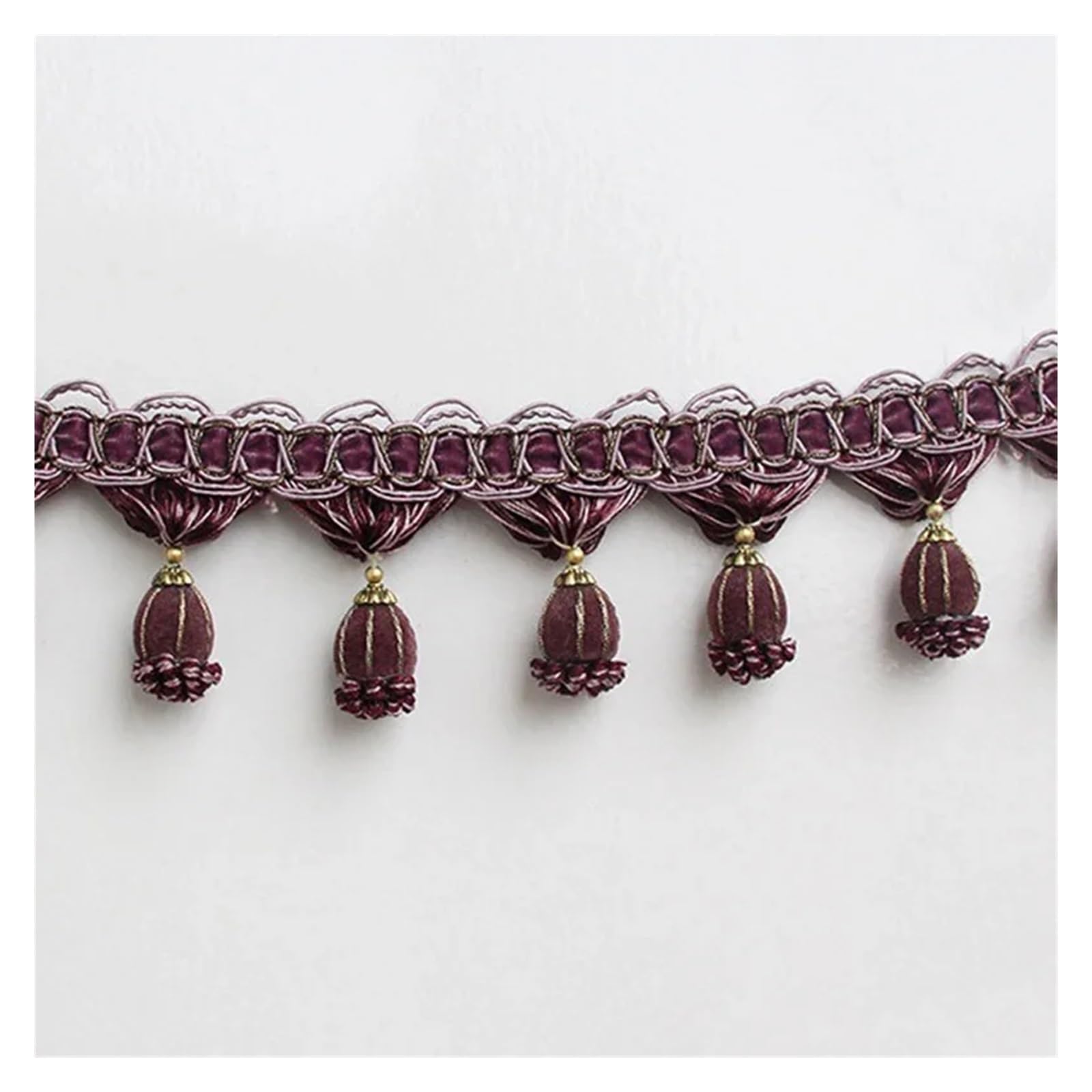 Rideau à franges de 8cm de large, 6 m/Lot, garniture en dentelle, pompon, for bricolage, vêtements, jupe, Textile de maison, tissu africain décoratif en dentelle wanglan(Purple)