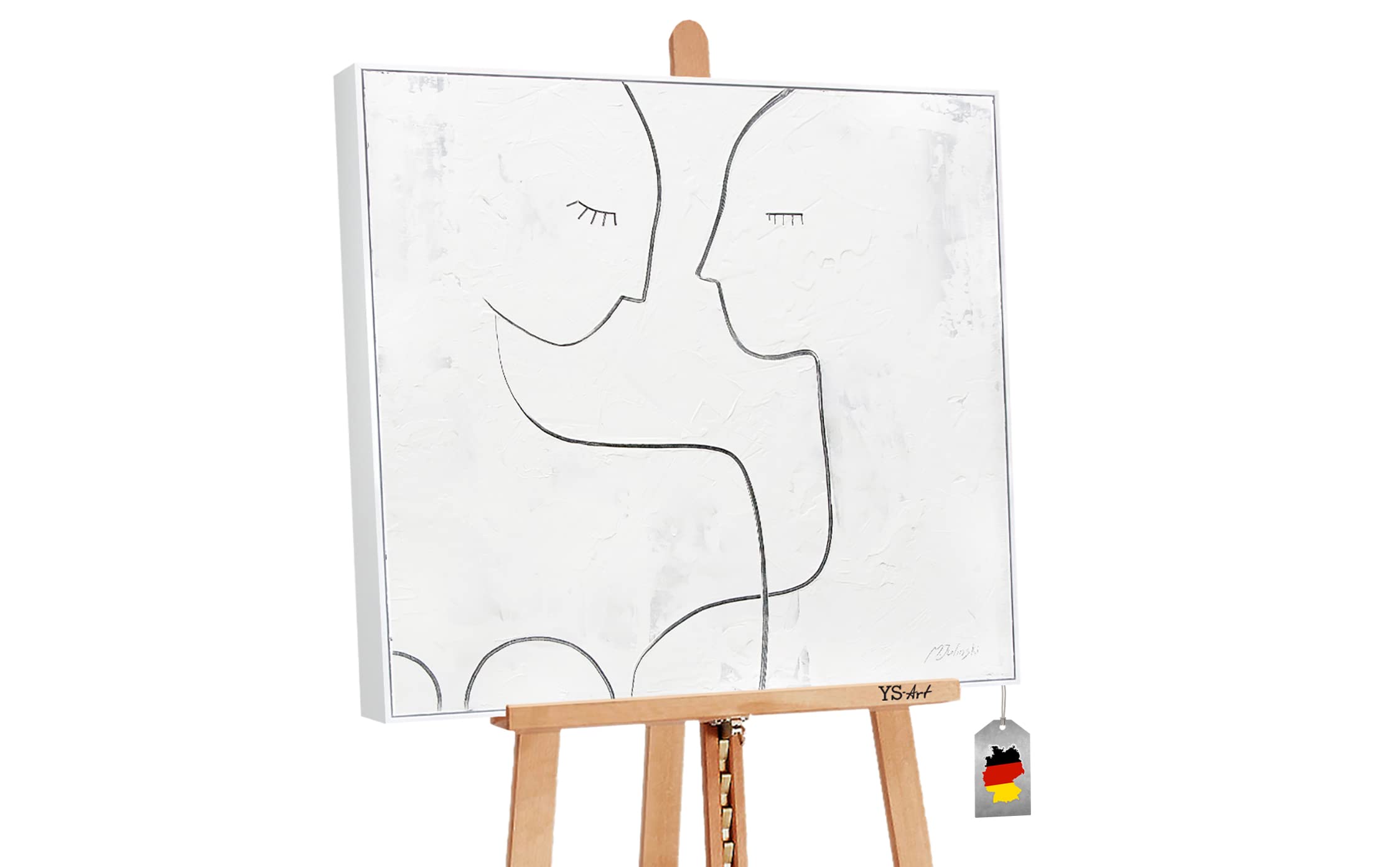 YS-Art M.Julinski | Cuadro Acrílico Atracción I | Pintado a Mano | Arte Moderno | Lienzo De Pared | único | blanco | MJ001 (90 x 90 cm)