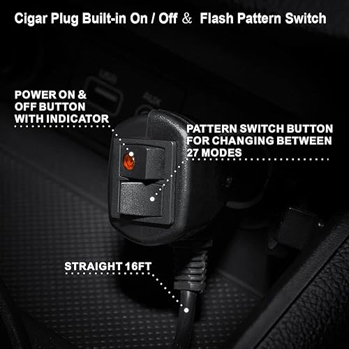 Miniatura 6 de Barra de luz de emergencia verde ámbar intermitente 56 LED para vehículos camiones POV, luces estroboscópicas magnéticas fuertes de doble cara