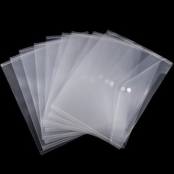 100 Pack Plastic Envelopes, 13x9 Inch Reusable Clear Polypropylene Envelope Folder with Snap Closure, A4 Size Envelope Waterproof File Folders for Home, Office Supplies