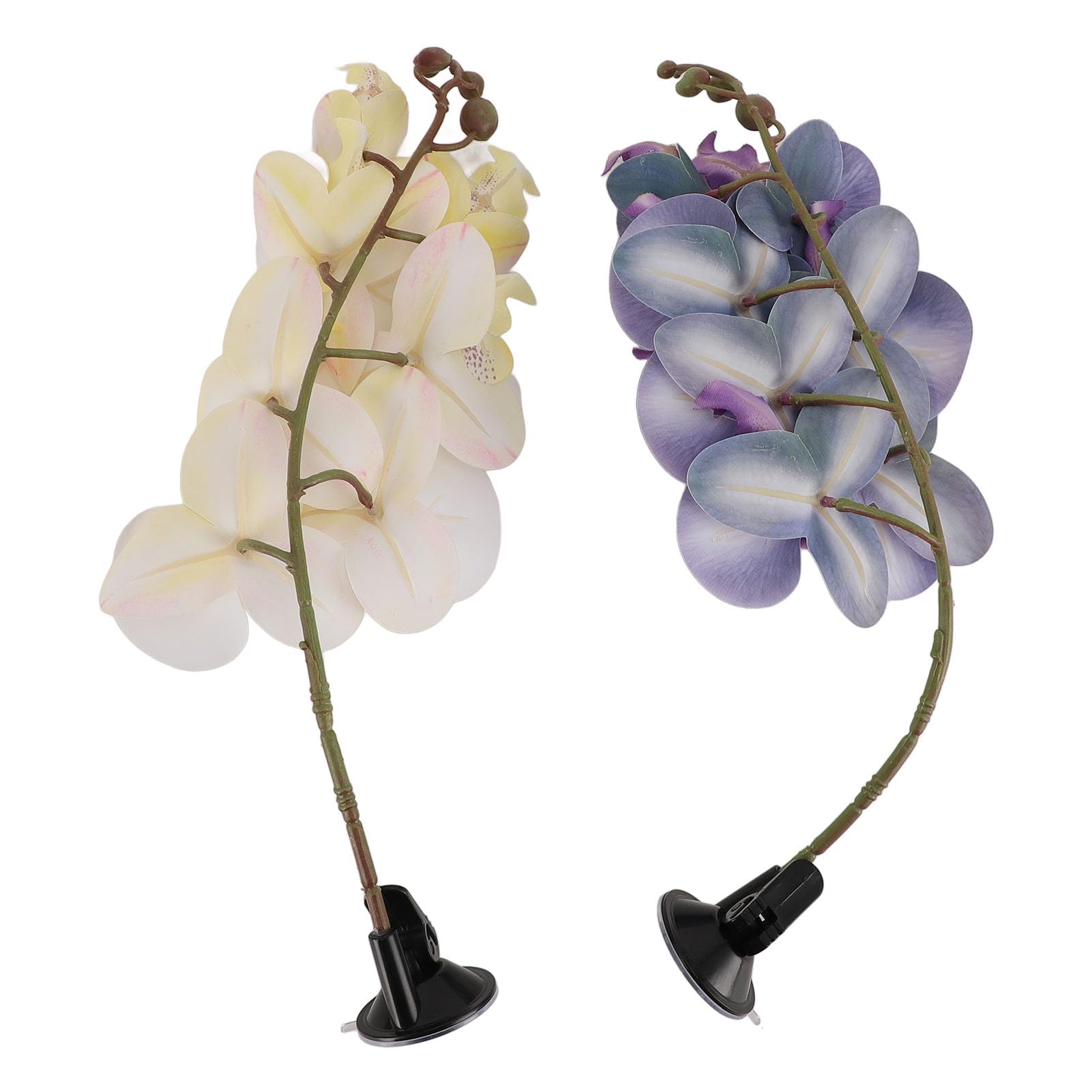 Lot de 2 plantes artificielles pour terrarium d'aquarium avec ventouse - Décoration pour lézards, araignées, serpents