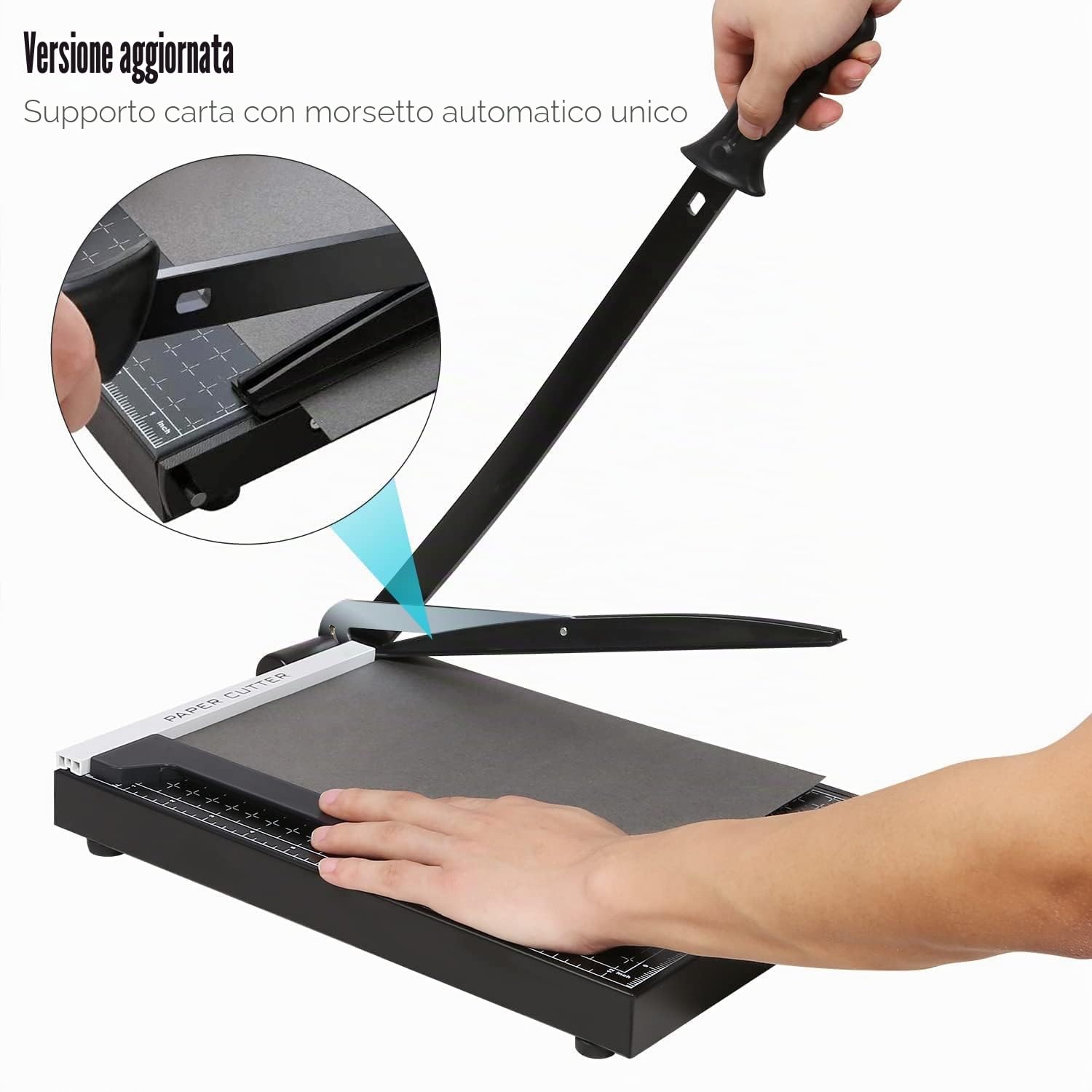 Taglierina professionale A4, Taglierina a leva per scuola e ufficio, 32 x 25 x 3 cm, Nero