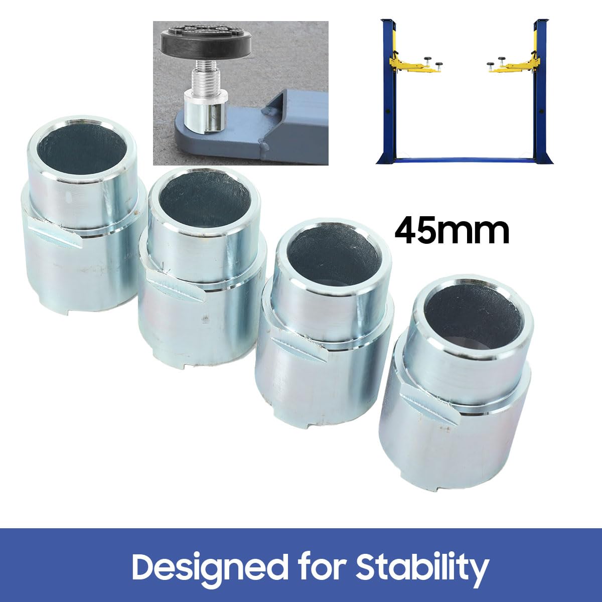 Erhöhungssäule für Autohebebühne, Erhöhung der Hebebühne, 4 pcs Ø50mm Aufnahme-Erhöhung Transportererhöhung für Hebebühne, höhenverstellbare Beine, H 75mm=45mm+30mm
