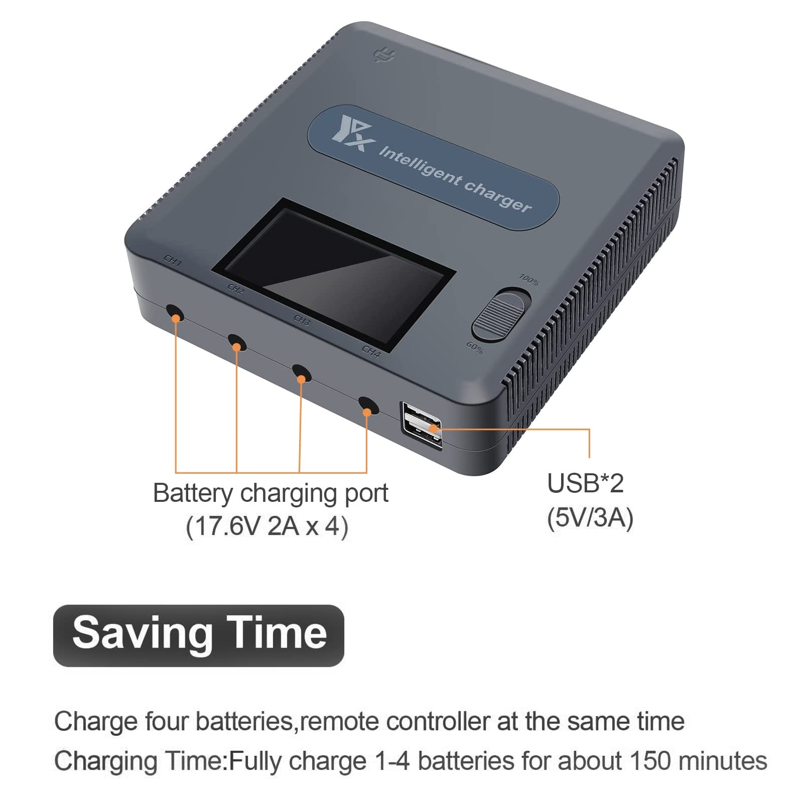 Chargeur Intelligent Hub Station de Charge Écran LCD 6 en 1 Double Mode pour DJI Mavic 3 Drone